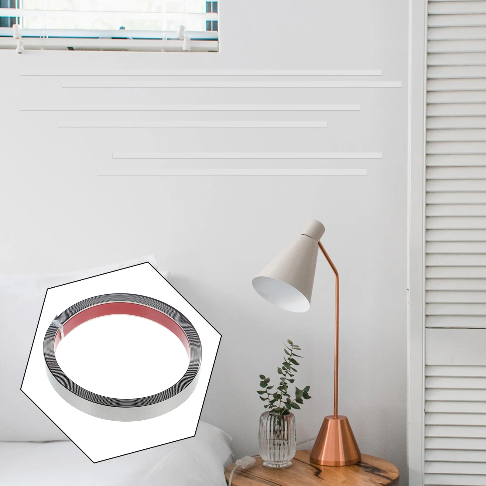 

1 Roll Stainless Steel Self Adhesive Wall Trim Molding Decorative Edge Strip for Ceilings Walls Floors Molding Wall Trim