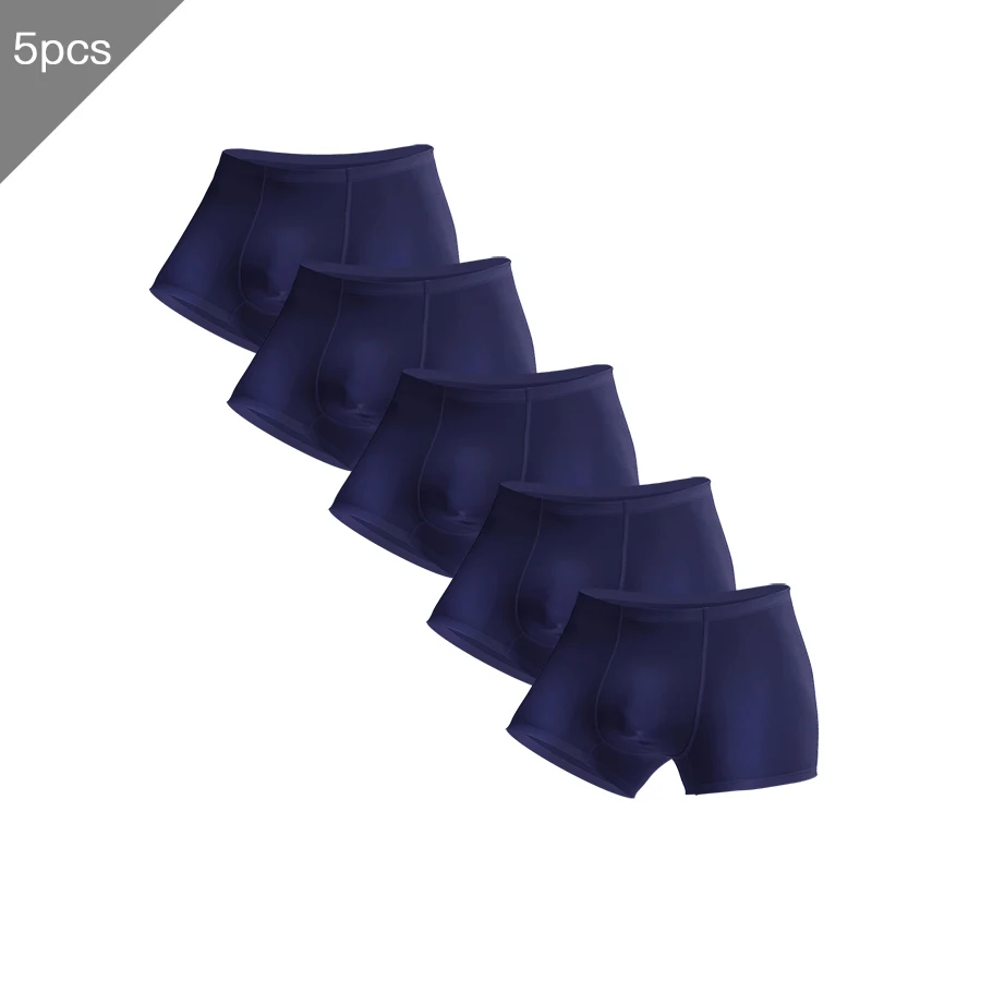 

5PCS Men's underwear, ice silk seamless, four-corner shorts, trendy and individual style, breathable, thin underpants, summer