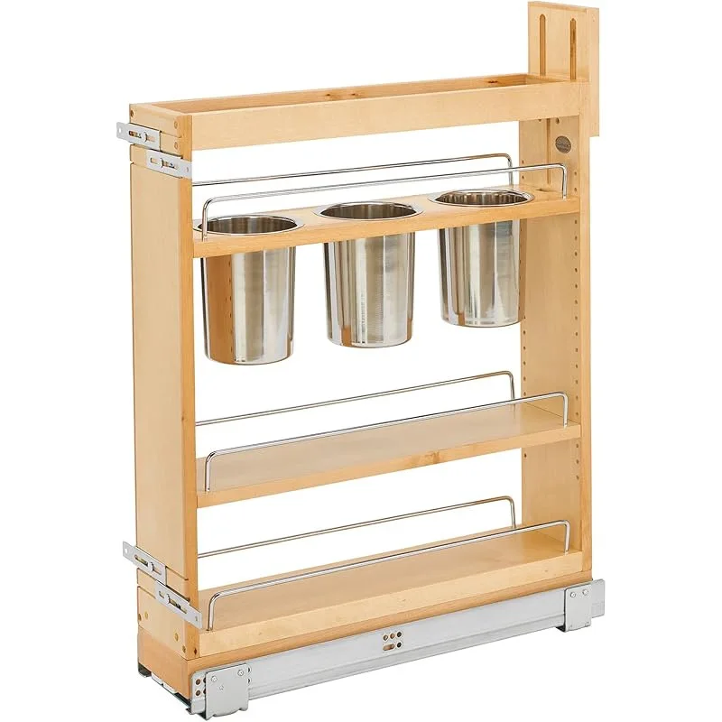 Soft Close Home Storage Organization Kitchen Cabinet Layer Slide Out Spice Rack Drawer Easily