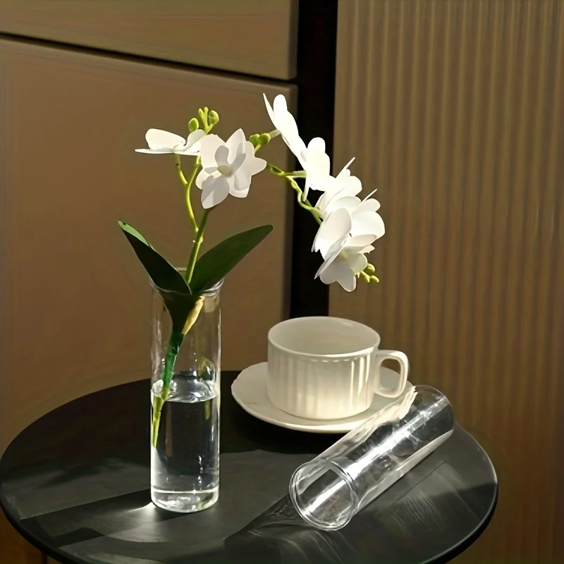 Modern Minimalist Acrylic Vase, Clear Cylindrical Desktop Flower Vase Set, Lightweight Table Decor for Floral Arrangement