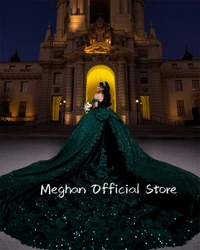 Emerald Green Off The Shoulder Bow Quinceanera Dresses Bead Appliques 2024 Birthday Luxury Dress Sequin Formal Gown Customized