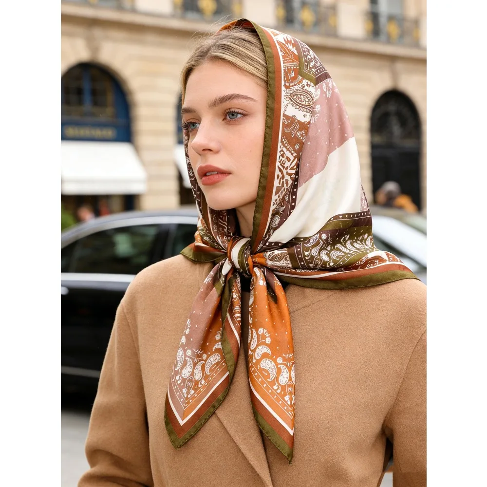 

Новый легкий и мягкий женский квадратный платок с принтом пейсли, модный и стильный шелковый шарф, шаль, пляжный солнцезащитный платок.