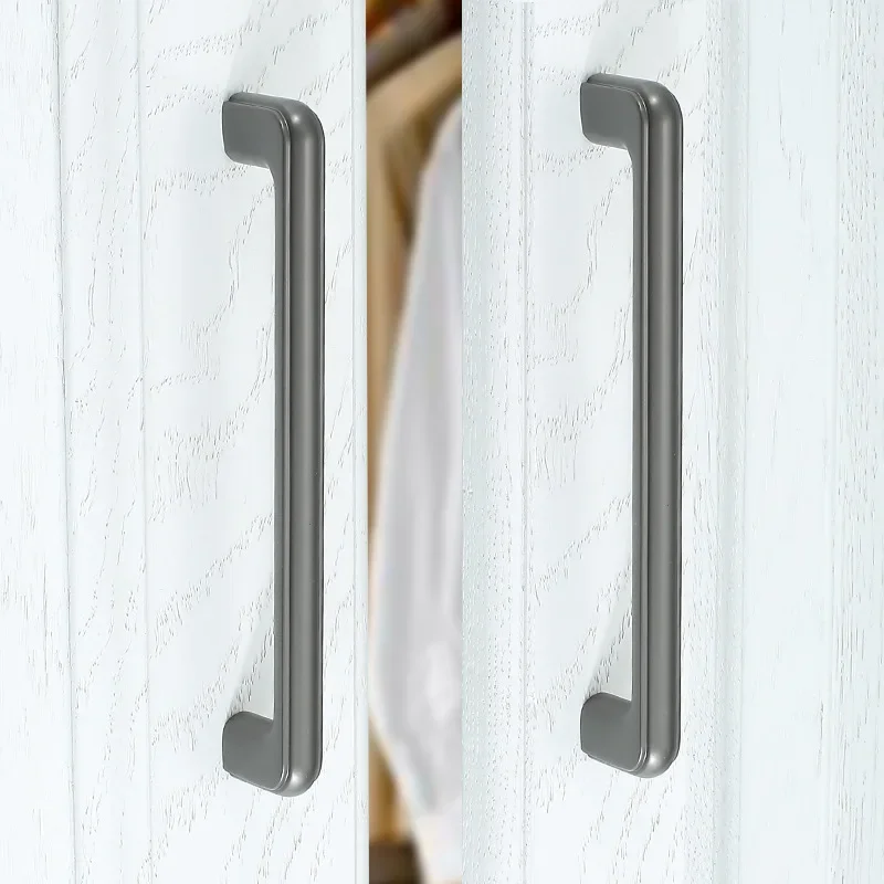 Modern Zinc Alloy Gray Cabinet Handles Pulls Light Luxury Furniture Handle Fashion Nordic Style Kitchen Cabinet Handles