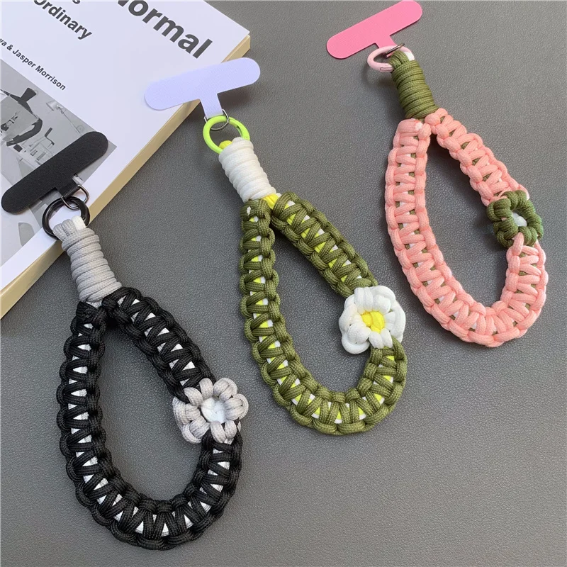 Handgewebte Handschlaufe, Handy-Hängeseil, Telefon, Blumen-Handgelenkkette, Reise-Anti-Diebstahl-Handheld-Lanyard für Kameratasche