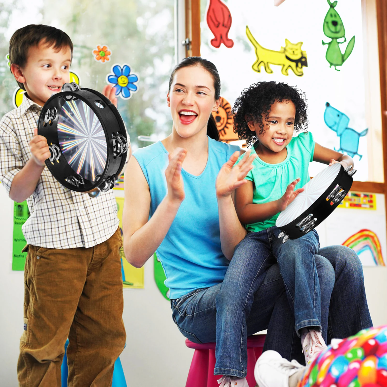 

Double Rows Tambourine Musical Instrument Hand Drums Wood Stainless Steel Handheld Percussion Tambourine Drum Bell Stage