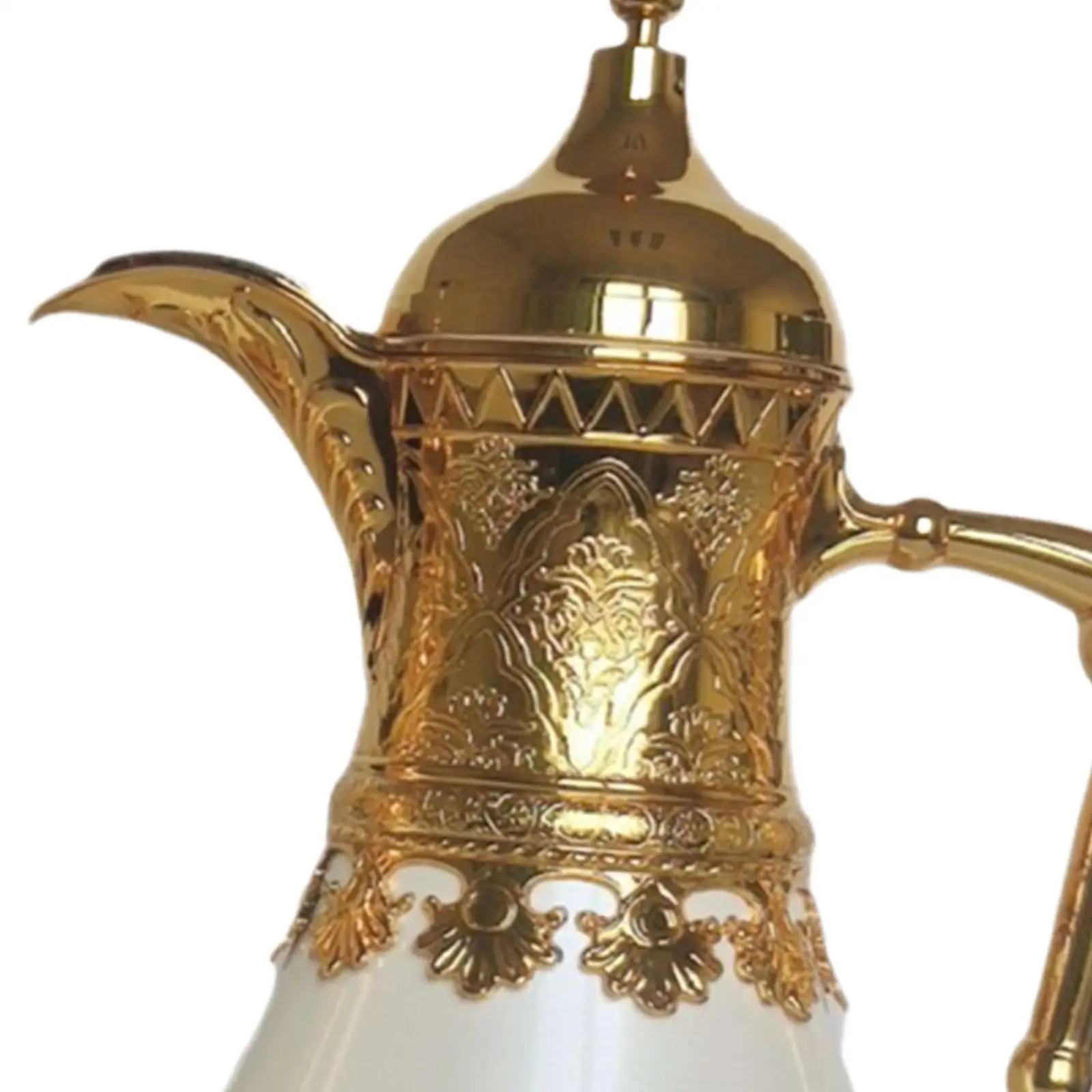 Coffee Carafe Insulation Pot Thermal Kettle 0.8L Arabic Inspired Design Glass Iron ABS Leakproof Lid Smooth Pour Spout for Home