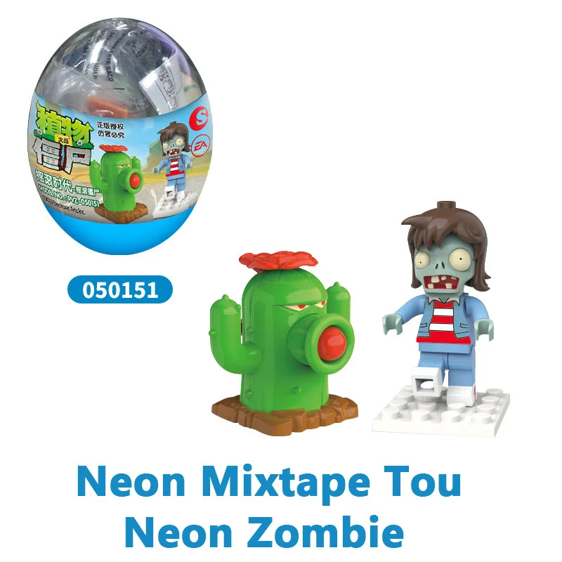 Plant Vs. Zombie Peashooter Labor Neon Zombie Action Figure Model Building Blocks Toy Capsules Gifts For Boy