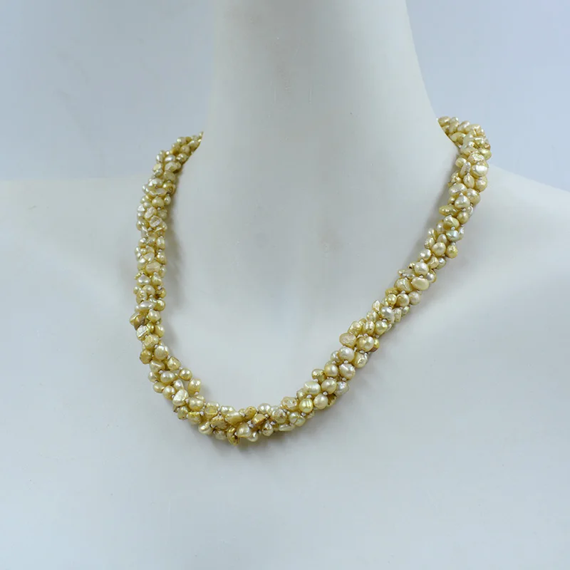 

Fashion classic! 4 strands. 3MM AAA 100% natural cultured pearl necklace. European Women Wedding Party Gift Jewelry 46CM