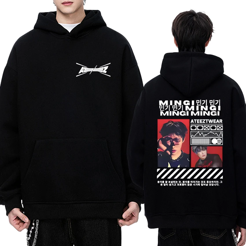 

2025 Korean kpop Band Ateez Mingi Graphic printed Hoodies Men women fashion Y2k Sweatshirt Unisex Fleece Long sleeve pullovers