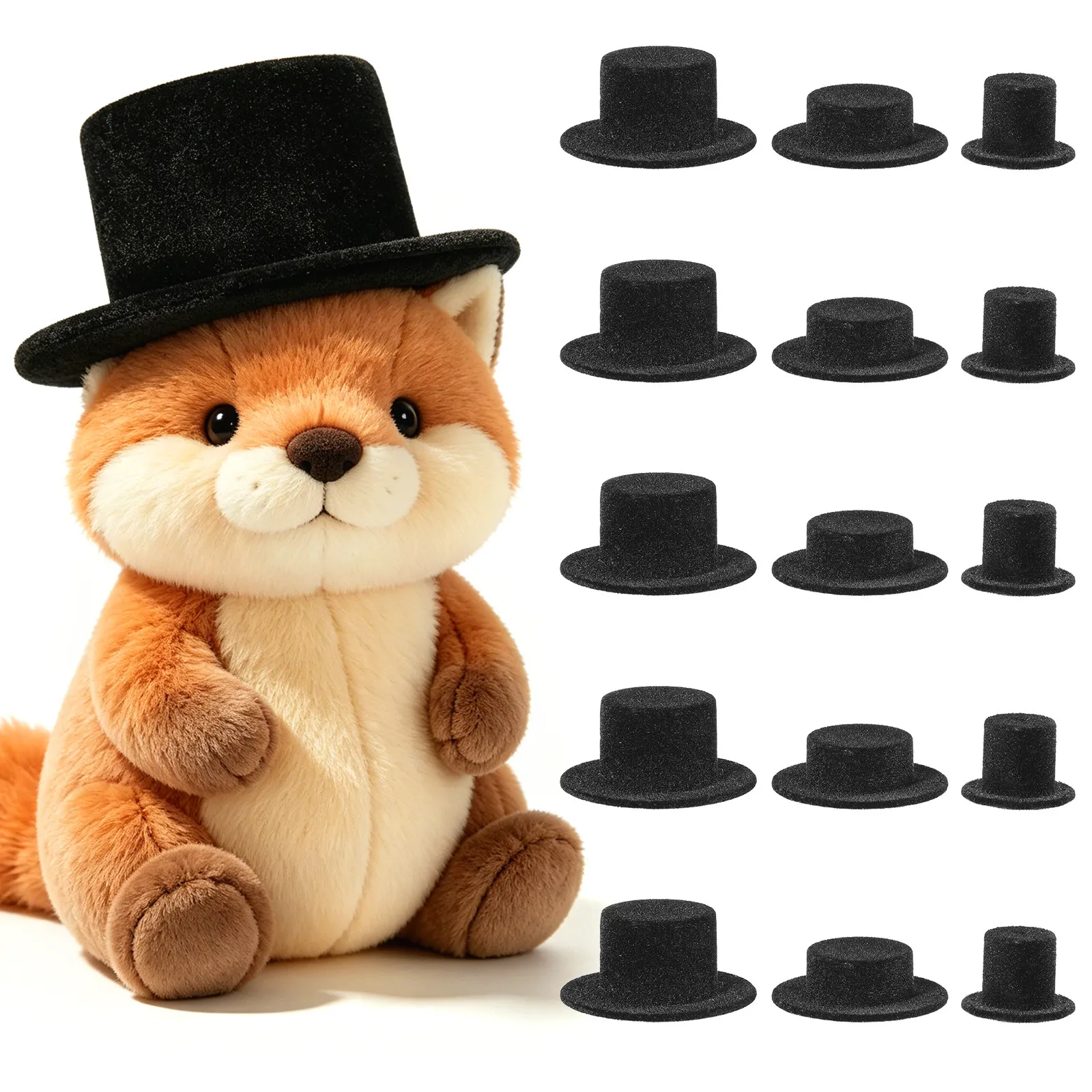 15Pcs Black Flocking Mini Clown Hats Soft Comfortable Material for Craft Decorations Mini Hats for Crafts