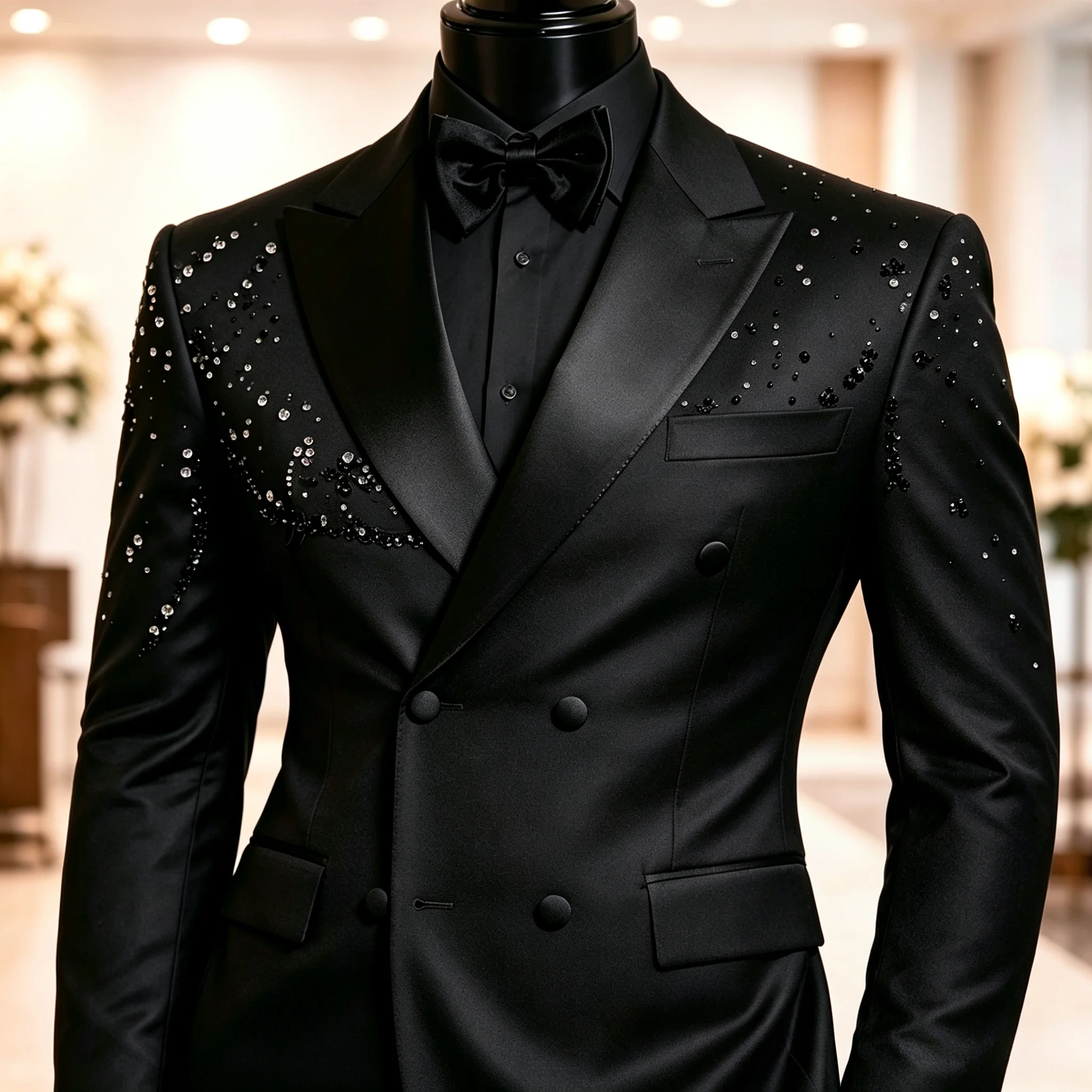 Mens Suit Rhinestone Decoration Exclusive Design Wedding Suit, Men's Suit, Party , Prom Men Tuxedo, Stone Embroidered Tuxedo