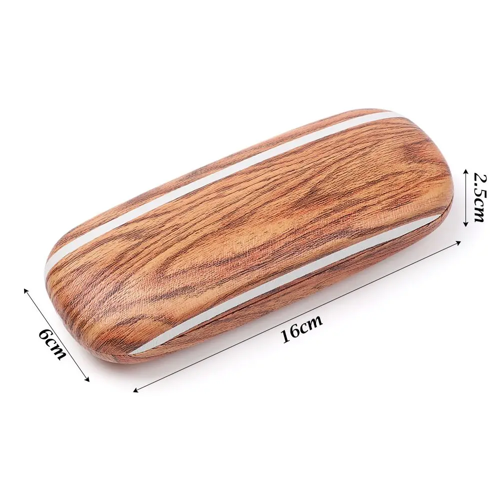 Fashion Portable Vintage Wood Grain Hard Kit Holder Reading Glasses Case for Men Women PU Leather Eyeglass Box Eyewear Protector