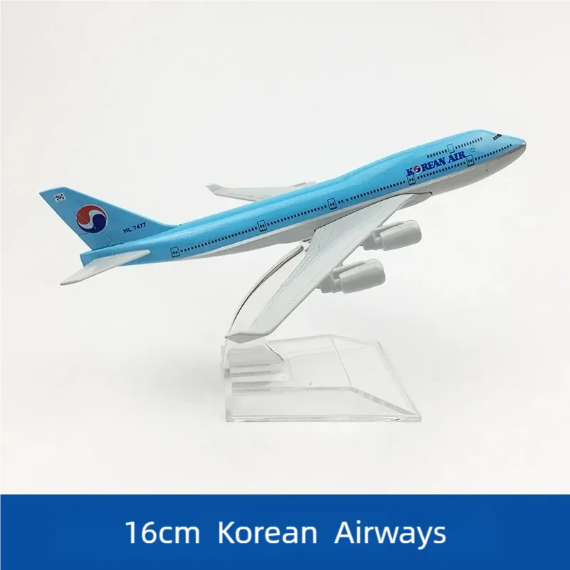 

16cm Korean Airways B747 Model Airplane Toy Diecast Metal 1/400 Scale Planes With Stand For Children Hobby Gifts