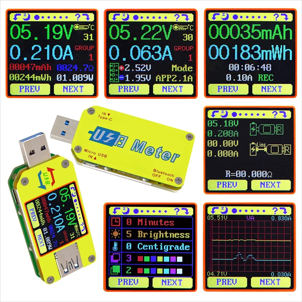 RD RIDEN UM34 UM34C for APP USB 3.0 Type-C DC Voltmeter ammeter voltage current meter charge measure cable resistance Tester