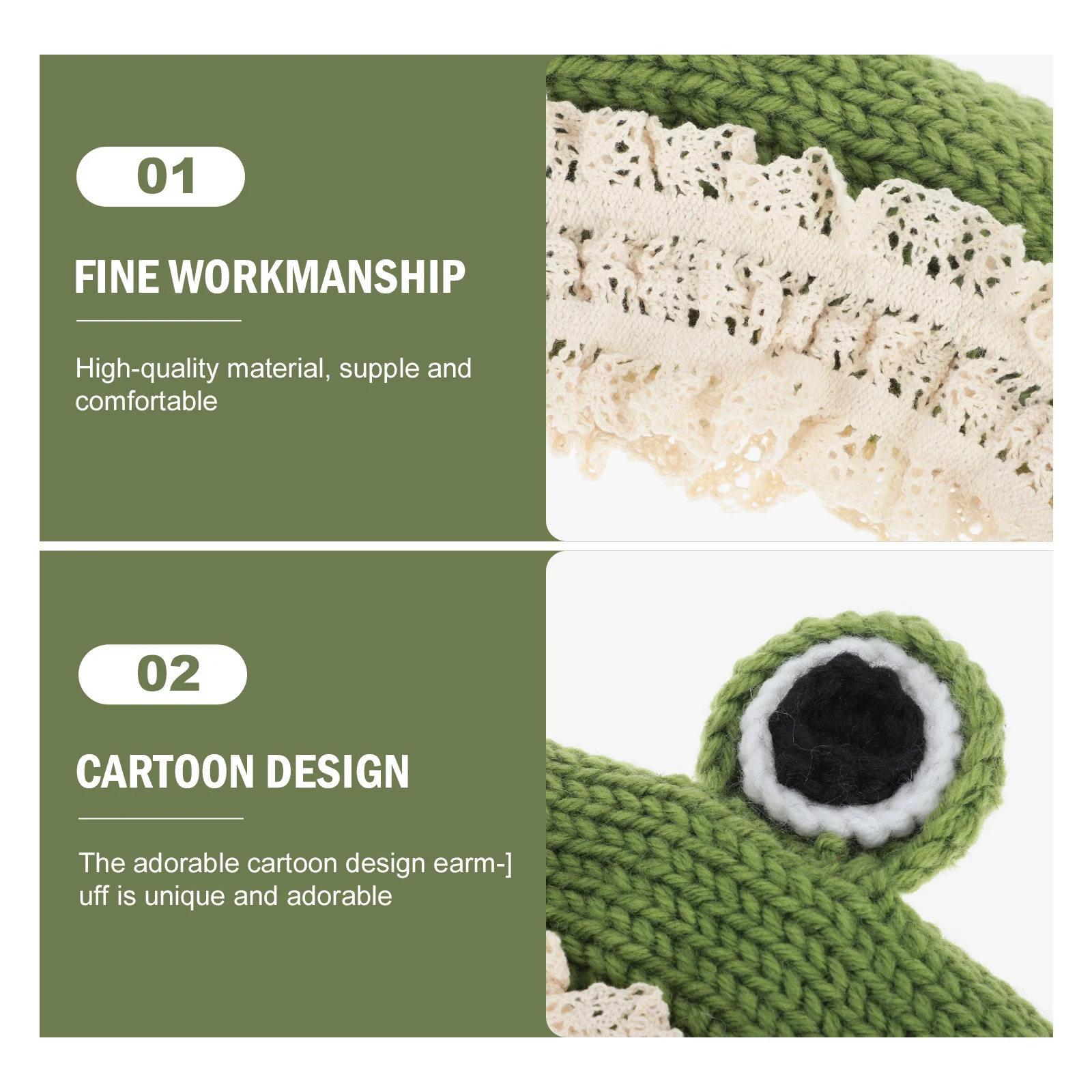 

1pc Warm Knitted Frog Shaped Hat Winter Cartoon Muff Protection Hat Lovely Cuff Warm Caps Knitted Cartoon Ear Cover