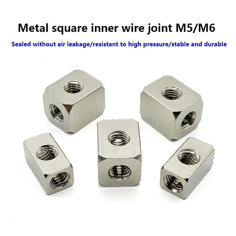 Smc Type Copper Nickel Plated Metal Micro Air Connector Rectangle M5 Thread Internal Thread Tee Internal Thread Four Way M5/m6
