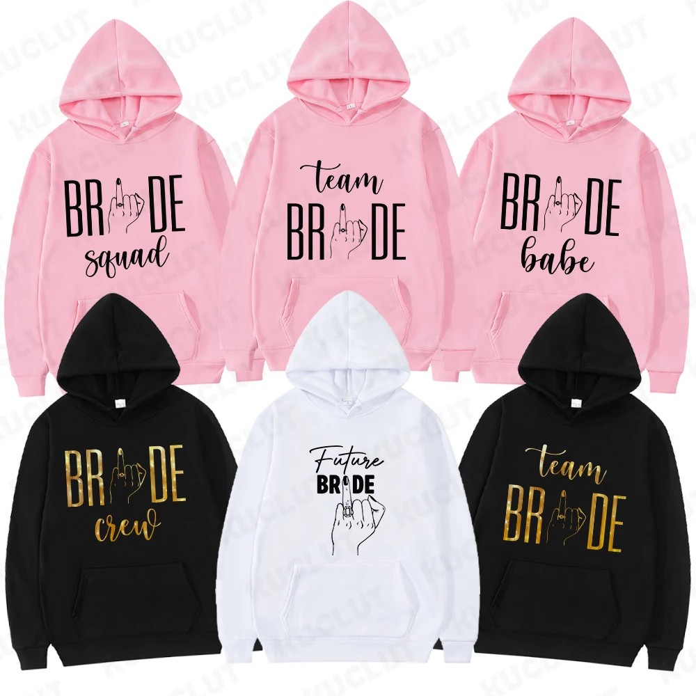 Braut Squad Hoodies Frauen Mode Langarm Sweatshirts Frauen lässig Harajuku Streetwear Pullover Braut Party Trainings anzug Tops