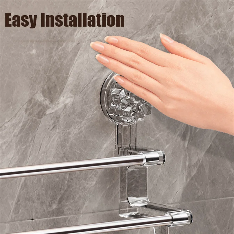 Dual-schicht Saugnapf Handtuch Rack Edelstahl Bad Handtuch Halter Dusche Tür Handtuch Bar Rack Bad Zubehör