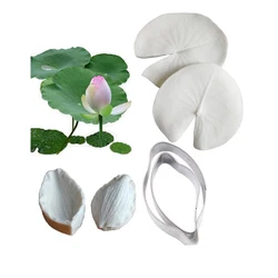 Lotus Leaf Flower Veiner & Cutter Silicone Mold Fondant Mould Veiners Clay Gumpaste, Sugarcraft Forms CS274