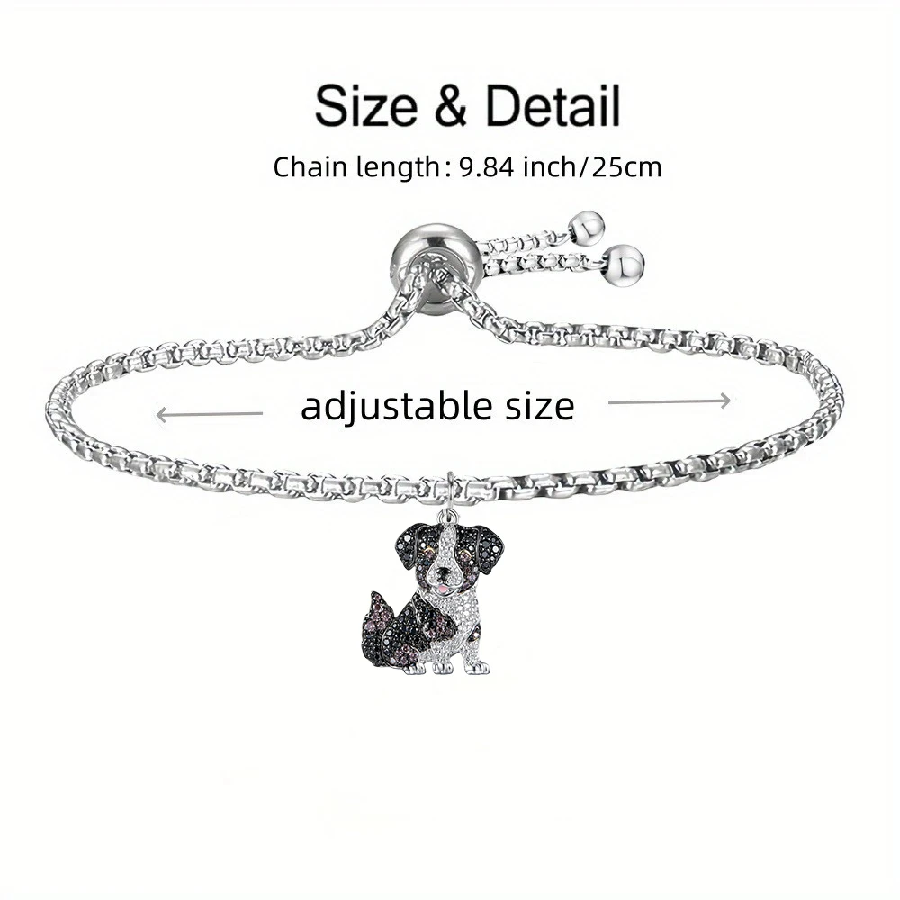 1Pc Cute Border Collie Adjustable Stainless Steel Bracelet Cartoon Pet Dog Jewelry Charm Women Jewelry Dog Lovers Holiday Gift