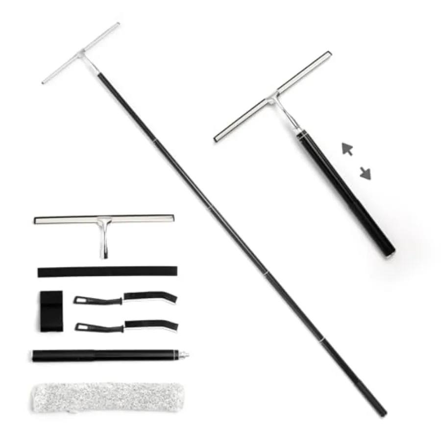 

59.5Inch Long Handle Window Squeegee with Extendable Pole for Efficient Glass Door Shower Floor and Tile Wall Cleaning at Home