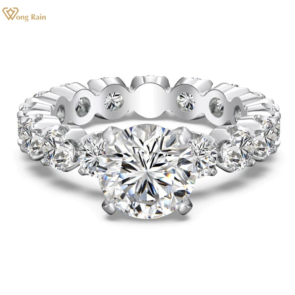 

Wong Rain Classic 925 Sterling Silver Round Cut 8 MM Lab Sapphire High Carbon Diamond Gems Wedding Engagement Rings Fine Jewelry