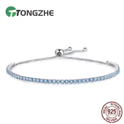 TONGZHE Women Couple Bracelets 925 Sterling Silver Jewelry Bangles For Ladies Beads Sparkling Strand Chain Bracelets For Women