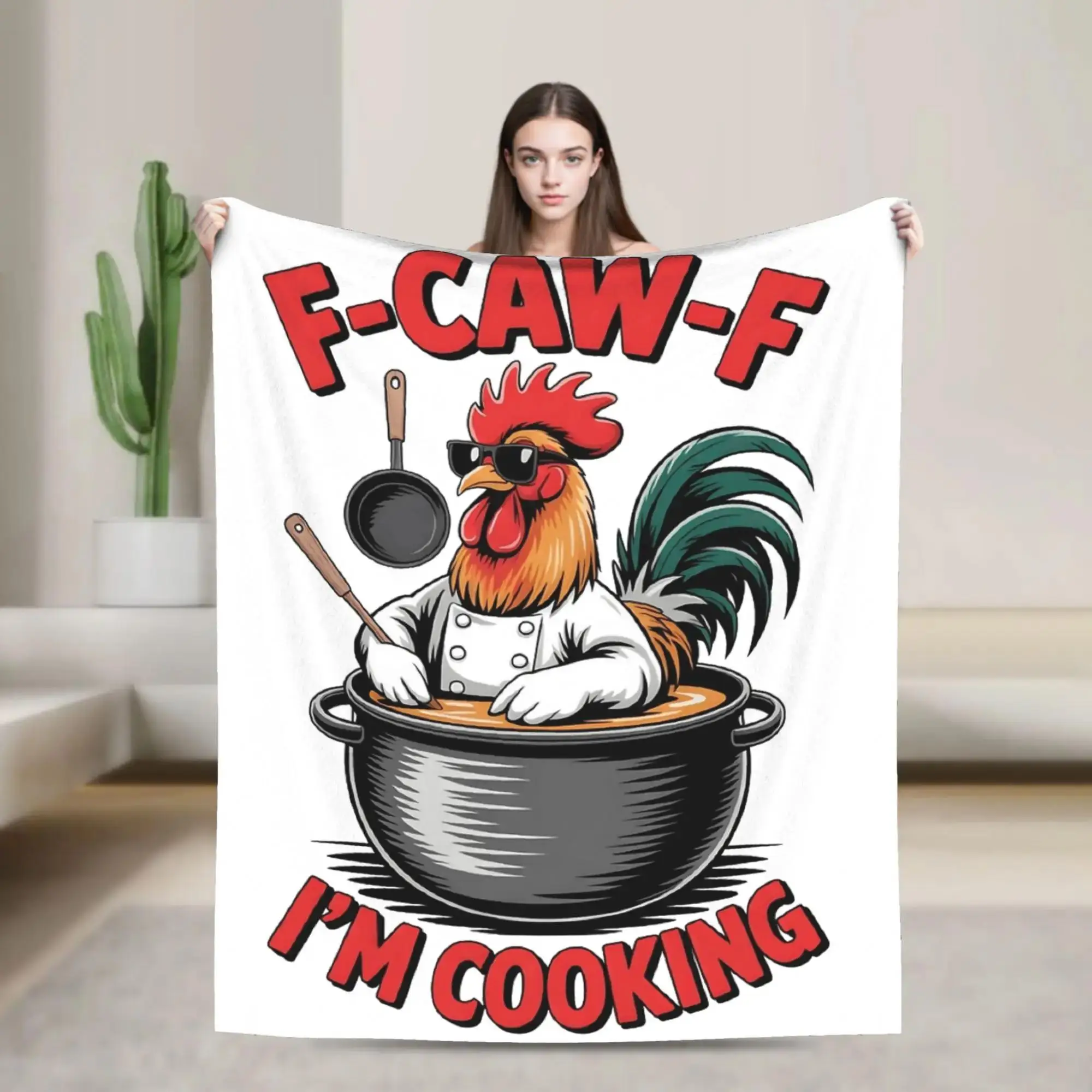 

Плюшевый плед FCAWF Rooster Chef I Am Cooking из фланели для дивана и кровати, мягкое качественное покрывало, подарок