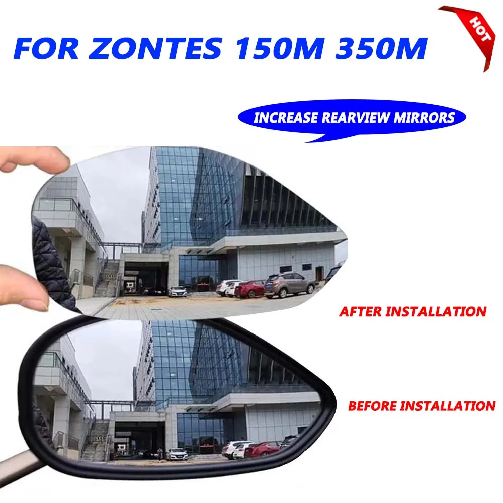 For Zontes 150M 350M M150 M350 M 350 M ZT350-M Accessories Convex Mirror Expand Field View Lens Rearview Side Mirrors