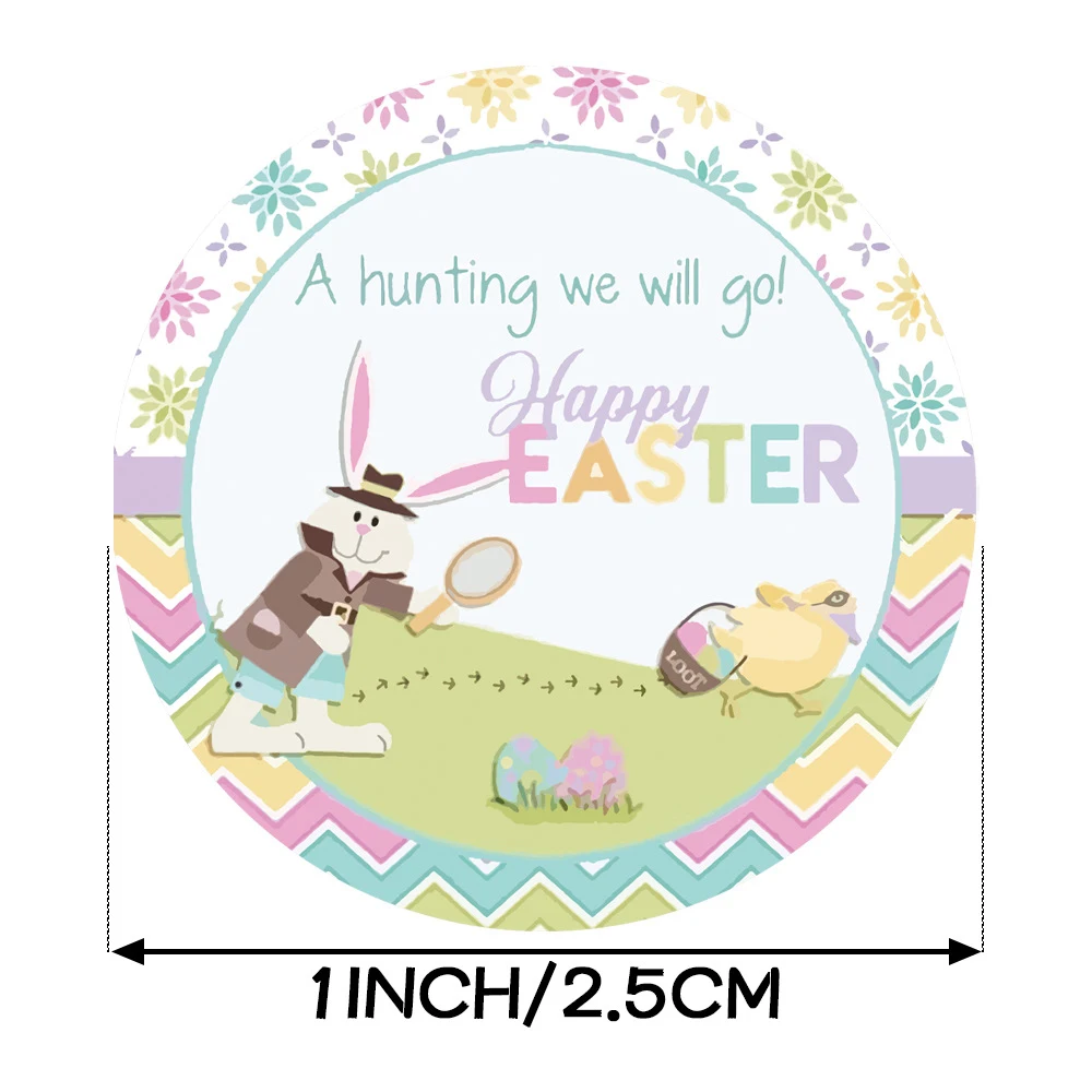 100-500pcs 1inch Happy Easter Stickers Cartoon Rabbit Paper Sticker Seal Label Party Bunny Gift Packaging Label Decoration