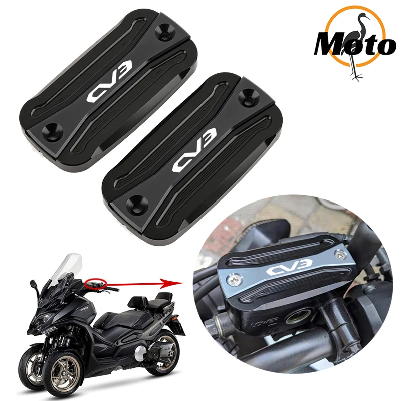 Tampa do Reservatório de Fluido de Freio Dianteiro CNC para Motocicleta com LOGO CV3, Compatível com KYMCO CV3 CV 3 cv3 2022-2024 2023 - Novo Acessório