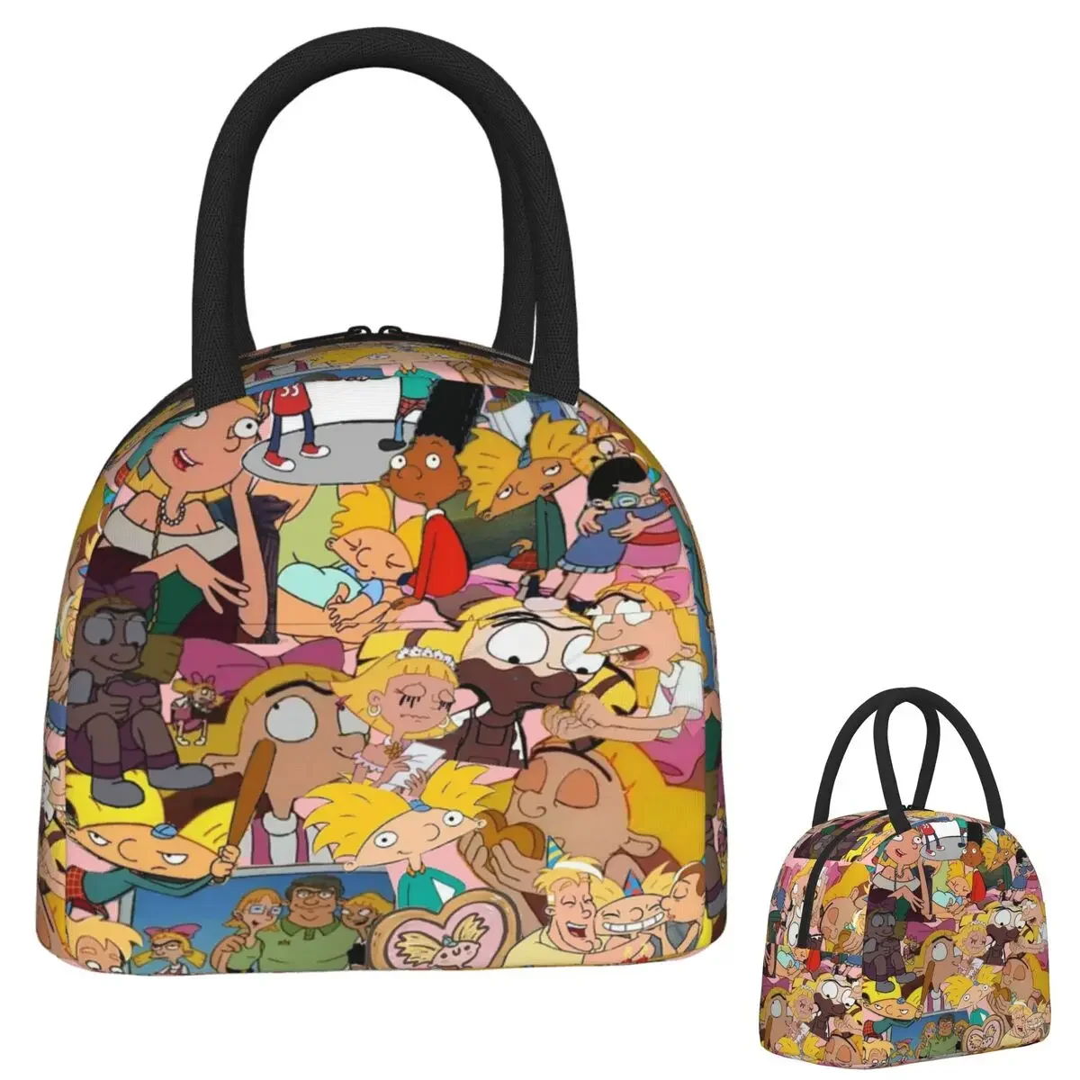 Hey Arnold Cartoon Insulated Lunch Bag for Women Kids Portable Food Boxes Thermal Lunch Box Tote