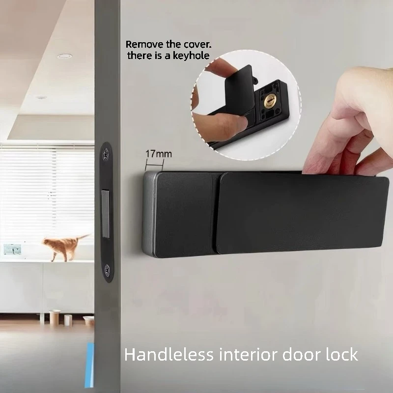 Solid Brass Minimalist Interior Door Lock Set Bedroom Bathroom Soundproof Magnetic Handle Child Safety Anti Pinch Lever