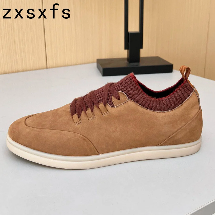 

2024 Men Kid Suede Loafers Casual Lace Up Low Top Flat Walk Shoes Autumn Outdoor Business Shoes Comfort Men Driving Shoes