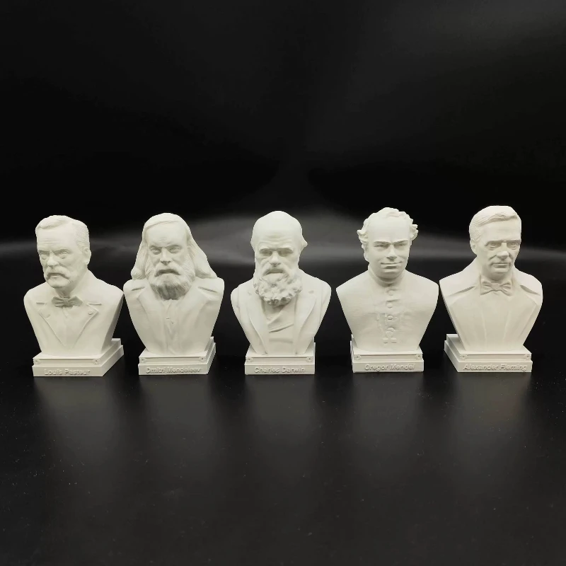 Estátuas de figuras de Darwin, Mendel, Pasteur, Mendel, Fleming, decoração de meio corpo, imitação de gesso, ornamento, modelos de estátuas, decoração.