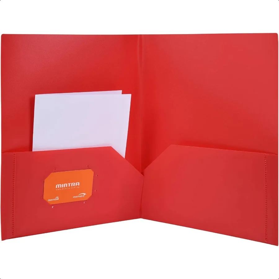 Cartelle tascabili in poli assortite da 8 pezzi in plastica resistente, 2 tasche, durevoli, confezione da 8