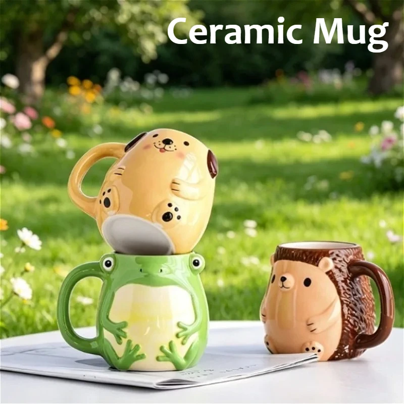 Keramik-Froschbecher, Stereo-Tierbecher, handbemalter Keramik-Trinkbecher