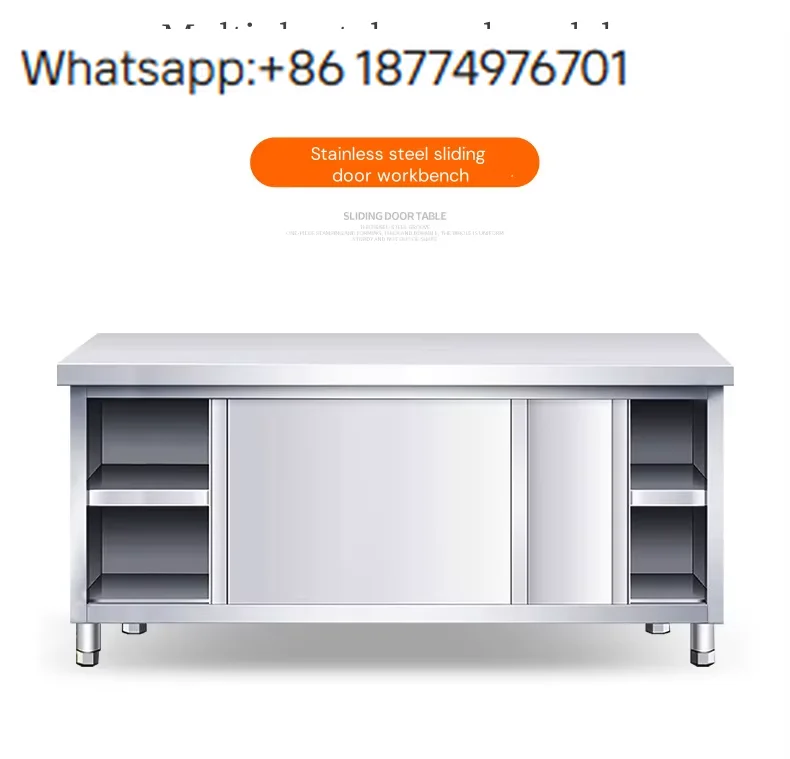 

Stainless Steel Workbench Heavy Duty Commercial Kitchen Table Food Prep Table With Upstand Top Shelf Overhead Storage Cabinet