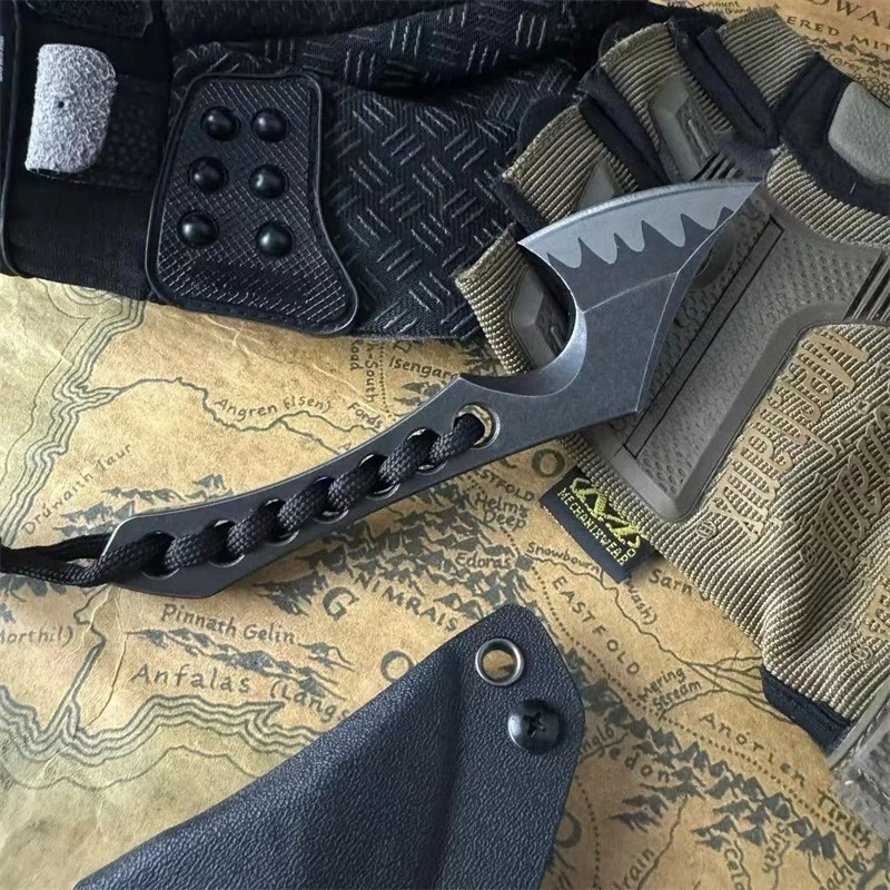 

Straight Knife Outdoor Leisure Mountain Climbing Trekking Barbecue Self Defense Hunting Fishing Portable EDC Rock Climbing Tool