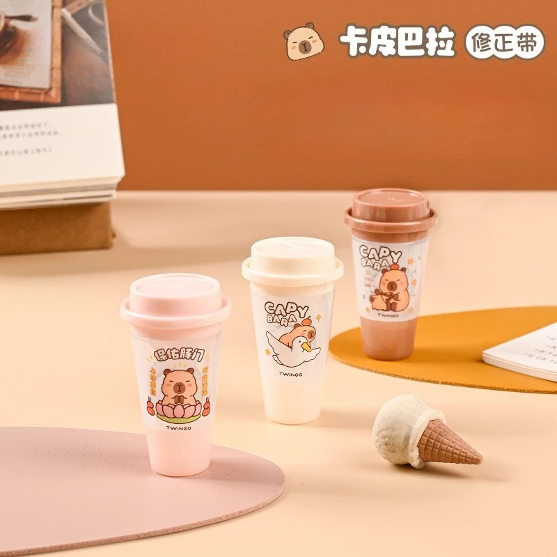 

Cute Milk Tea Shape Capybara Correction Tape Kawaii Error Correction Tape Correction Erasers Student School Stationery Supplies