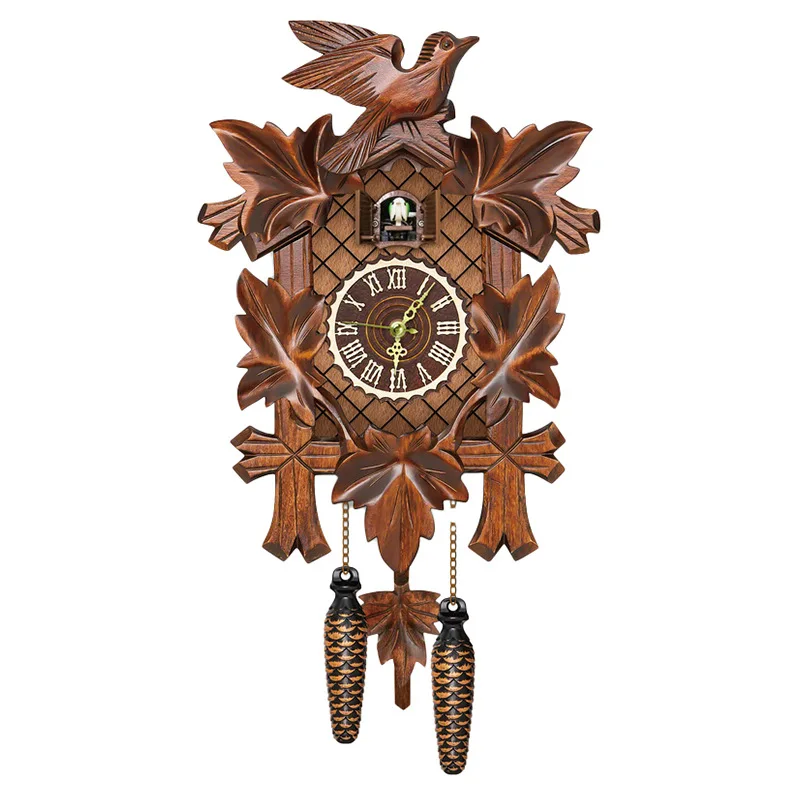 45cm Cuckoo Clock  Living Room Wall Clock Handicraft Vintage Wooden Cuckoo Tree House Clock for Bedroom Office reloj de pared