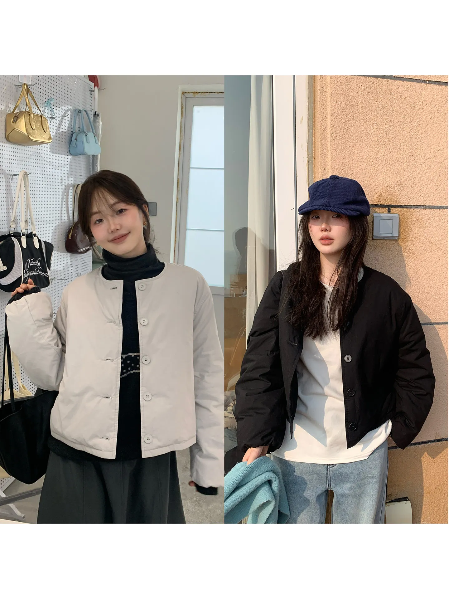 

Warm White Du down Puffer Jaet Women's ort Sle round Ne Coat Korean Version 90% down Commute Sle Faionable