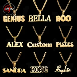 Goxijite Customized Letter Big Pendant For Men Women Stainless Steel Personalized Name Necklace Thick Chain Best Jewelry Gift
