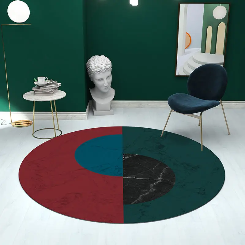 Nordic Simple Green Round Carpets Modern Living Room Sofa Coffee Tables Rug Light Luxury Style Bedroom Carpet Study Balcony Rugs