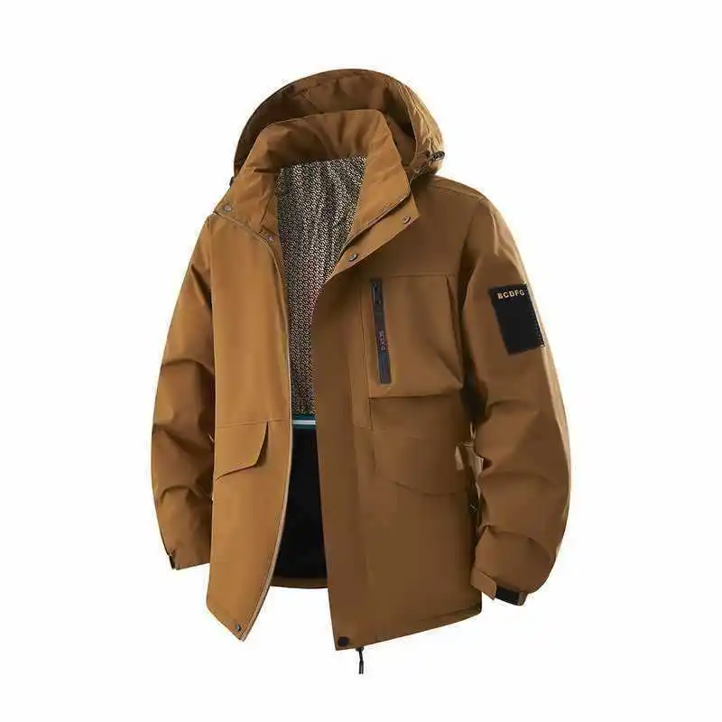 

Winter Man Jacket New Thicken Cold-proof Long Sleeve Oversize Male Outerwear Simple Solid Color Men Detachable Hooded Coat