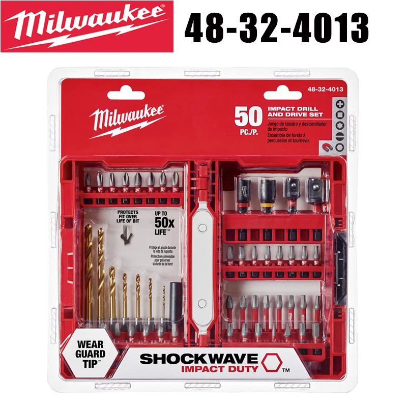 Набор ударных инструментов Milwaukee 48-32-4013 SHOCKWAVE, 50 предметов, для дрелей и шуруповертов, многофункциональные 