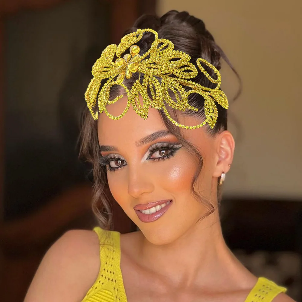 DZ334 فاخر حجر الراين مجوهرات الزفاف إكسسوارات الشعر الفضة الذهب موضة إكسسوارات الشعر كريستال العصابات الشعر للنساء التيجان