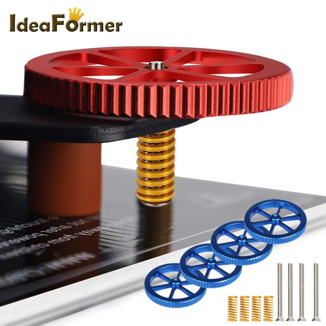 

4Pcs Upgraded Heatbed Hand Twist Leveling Spring Knob M4 Screws Nuts For Ender 3 Ender 5 CR-20 Print Platform Calibration Parts.