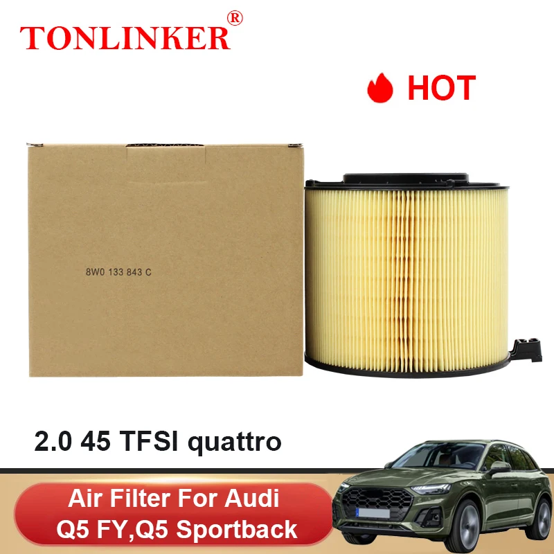 

TONLINKER Air Filter 8W0133843C For Audi Q5 FY 2.0 45TFSI Quattro Q5Sportback 2017 2018 2019 2020 2021 2022 2023 Car Accessories