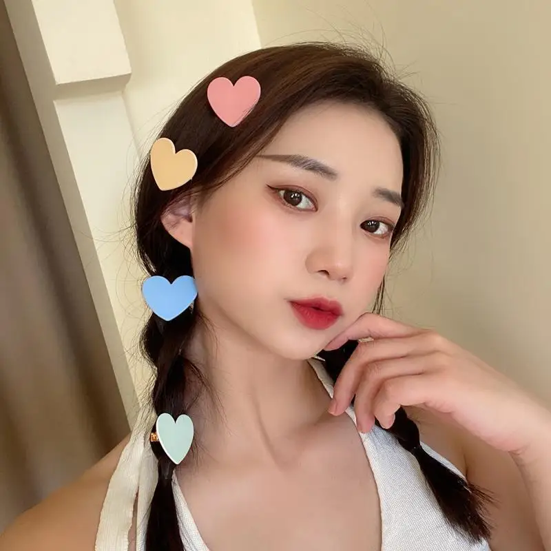 Jepit Rambut Mode Warna Permen Jepit Rambut Wanita Jepit Rambut Hati Jepit Rambut Anak Perempuan Poni Klip Samping Tongkat Rambut Aksesori Rambut